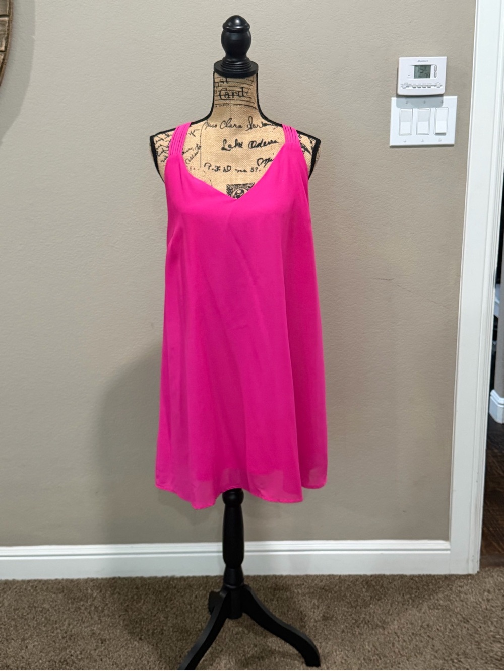 Women's Hot Pink Slip Dress - Sleeveless V-Neck